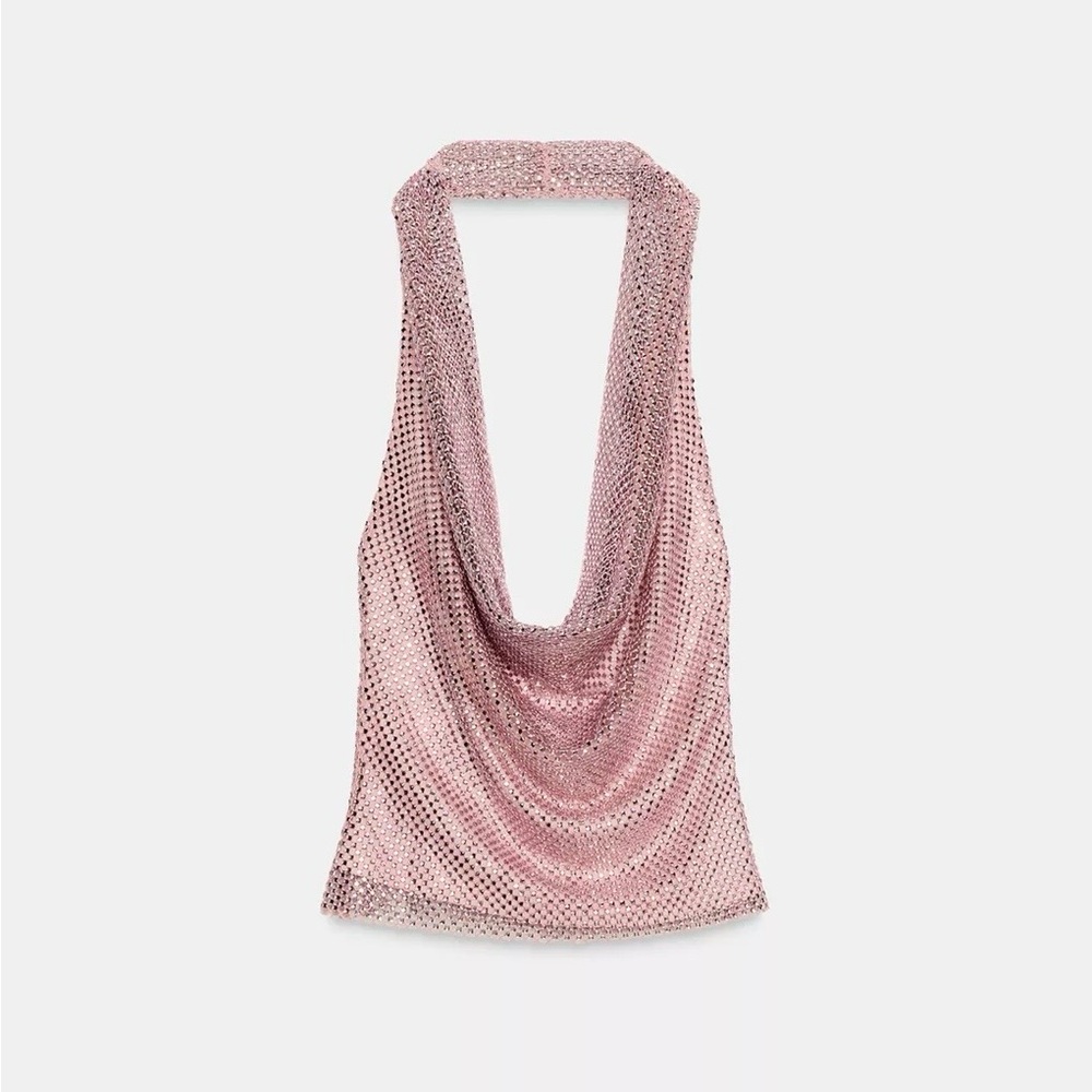 Zara Pink Shimmer Halter Top